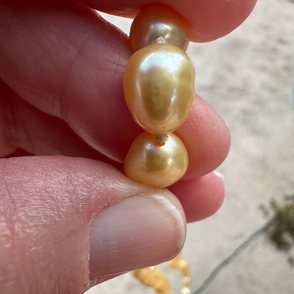 Golden Baroque Pearl Necklace 23" - Picture 14 of 16